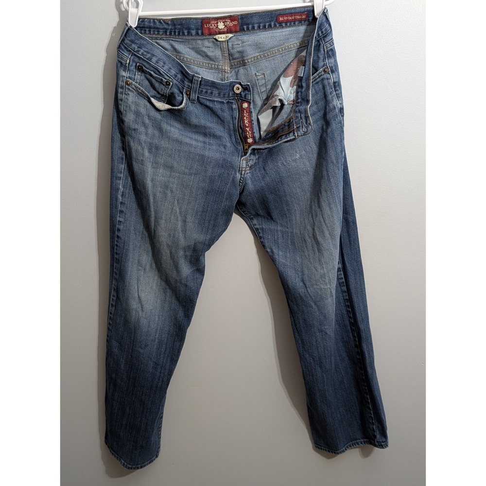Lucky Brand Jeans Mens 34x30 Blue 361 Vintage Straight Denim‎ Pants 🍀